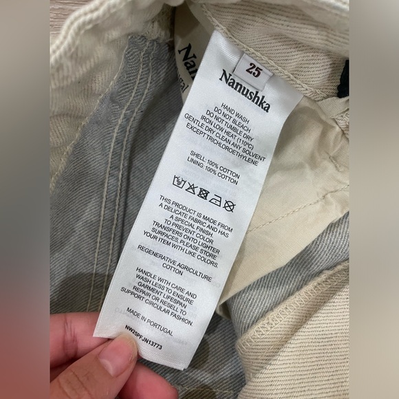 NWT Nanushka Seldes Beige Crochet-Trimmed Jeans - Picture 12 of 16